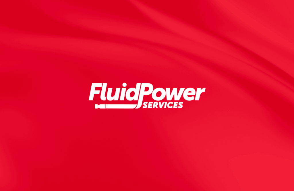 Fluid power services white text on red background